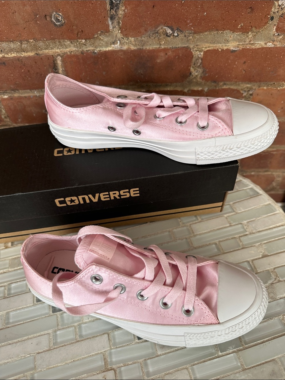 Converse Women’s Light Pink Low Top Canvas Sneakers - Picture 2 of 4